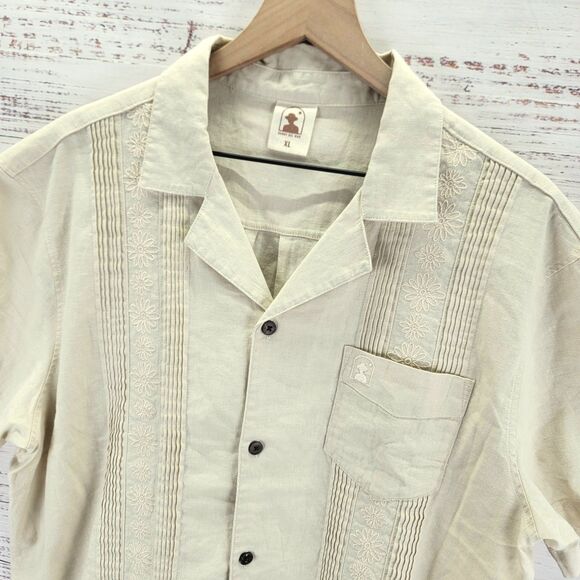 Dandy Del Mar Brisa Shirt Men's Sz XL Beige Casual Button Down Linen Blend EUC! - Picture 2 of 9